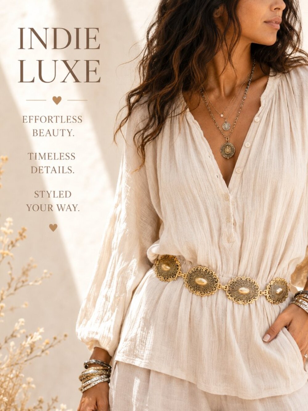 Indie Luxe Gold Medallion Chain Belt | Adjustable Statement Waist Belt